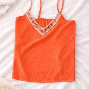 Orange Lace Trim Cami Top
